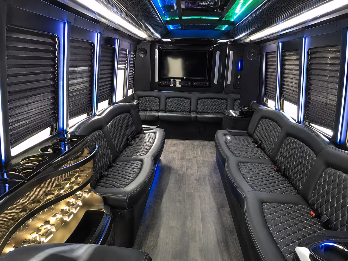 White party bus exterior