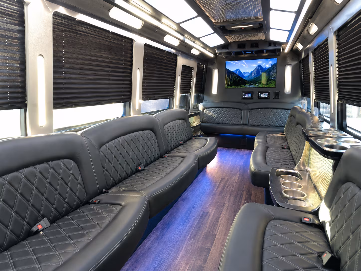 White party bus exterior