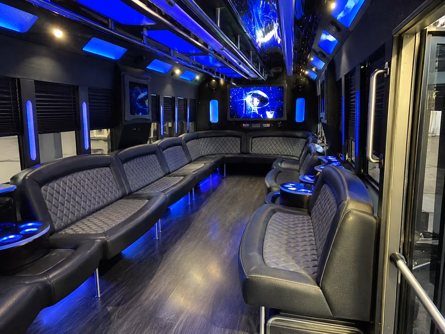 White party bus exterior