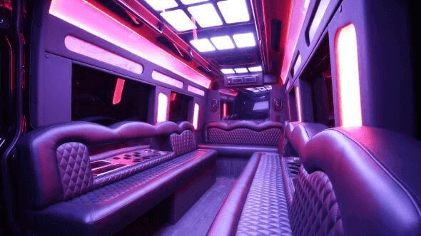 Interior of Yonkers Party Bus Company's 14 Passenger Sprinter Limousine in New Rochelle