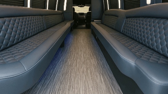 Interior of Yonkers Party Bus Company's 30 Passenger Party Bus in New Rochelle