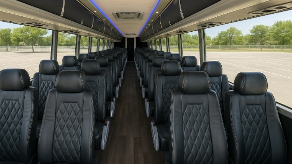 Interior of Yonkers Party Bus Company's 51 Passenger Charter Bus in Yonkers