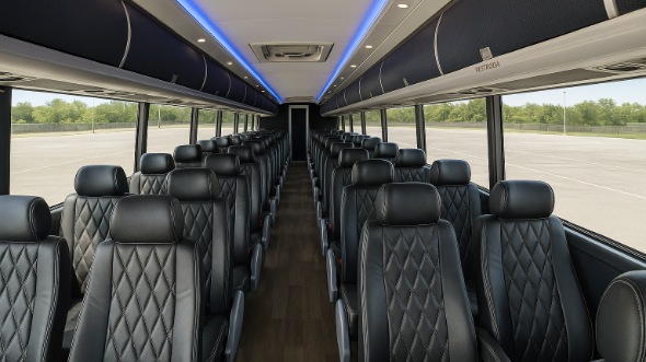 Interior of Yonkers Party Bus Company's 56 Passenger Charter Bus in Yonkers